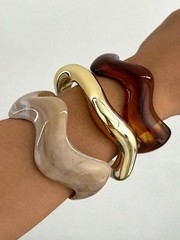 Vintage Wavy Acrylic Resin Bracelet Set Stackable Women’s Bangle