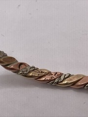 VTG Signed Sergio Lub Mixed Metals Copper & Brass & Silver Twisted Cuff Bracelet