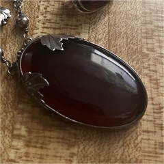 Silver Tone Red Oval Glass Stone Necklace Ring Earrings Jewelry Set for Women