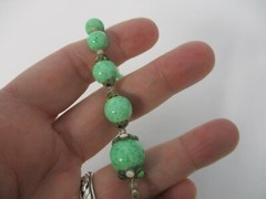 ANTIQUE FAUX JADE BEAD with CARVED FAUX JADE PENDANT CHOKER NECKLACE