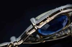 Art Deco Style Sapphire Lab-Created Diamond Wedding 14K White Gold FN Pendant