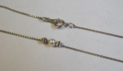 Avon sterling silver floating pearl sliding ribbed ball bead 17″ chain necklace