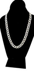 Cuban chain necklace silver tone one side many crystals other side plain.