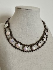 Vintage De Luxe NYC A’Dam Opalescent Glass Carbochon Choker Necklace Indie