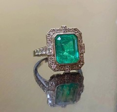 3.65Ct Art Deco Vintage Lab Created Emerald Diamond Engagement 925 Silver Ring