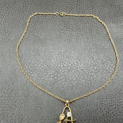 Vintage Medici Necklace Modernist Woman Figure Gold Tone Pendant Rhinestone