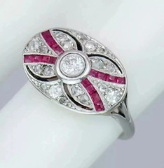 1.23Ct Art Deco Style Lab Created Diamond Wedding Anniversary 925 Silver Ring