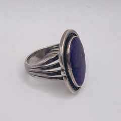 Vintage Navajo Sterling Silver Purple Sugilite Oval Ring Size 9.75