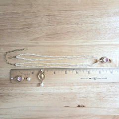 Vintage 1928 Pink Crystal Rhinestone Necklace Earrings