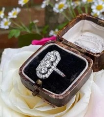4Ct Art Deco Vintage Style Lab Created Diamond Engagement 14K White Gold FN Ring