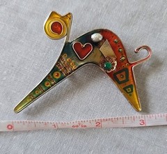 Yossi Steinberg Modernist Acrylic Resin Cat Brooch Whimsical Colorful Mixed…