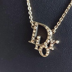 MINT vintage christian Dior gold logo neckless linestone JAPAN