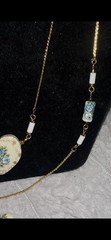 Vintage Japanese Tensha Blue Rose Porcelain Heart Necklace With Match Bracelet