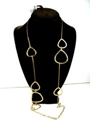 A.N.A Vintage NECKLACE Rounded Triangles Goldtone Designer Signed Tags Ana 36″
