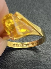 Gold plated fancy cut yellow orange stone cocktail ring size 8.25 vintage