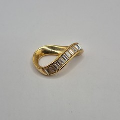 Vintage Swarovski Yellow Gold Plated Rhinestone Ribbon Slide Pendant