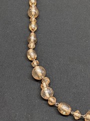 Vintage Champagne Glass Bead Necklace Chunky 70s 80s Gold Tone Long Retro ~34″