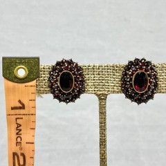 Vintage Bohemian Garnet Gold Tone Jewelry Lot Cross Pin Earrings Safety Chain