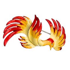 Vintage Soviet Russian Enamel “Cockerel” Brooch Pin Jewelry Bijouterie USSR