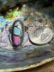 Native made J. Belin signed 925 SS cotton candy ring Size 7 adjustable