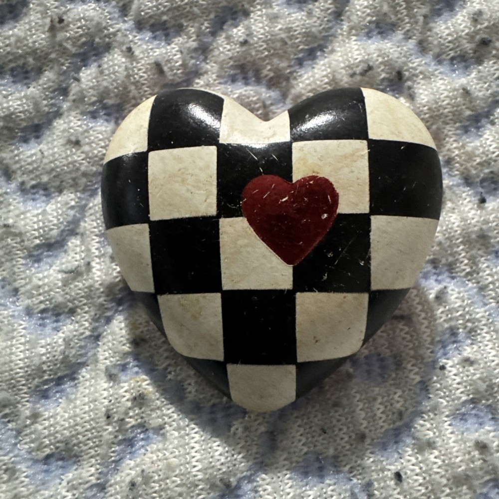 Vintage 1989 Hallmark Checkered Heart Pin