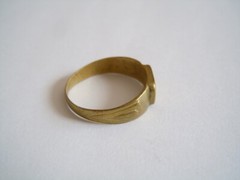 Vintage Signet Ring Brass Initial Engraving Monogram MA 2.4 g/Size 60/B:0.6 cm