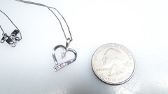Elegant 10K White Gold Diamond Heart Pendant 10K Italy Chain Necklace