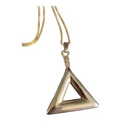 Vintage Yellow Gold Plated Triangle Pendant Necklace Chain B232