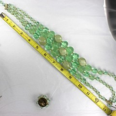 Vintage 50s Green Bauble Necklace Earrings Jewelry Set Frosted Opaque W Germany