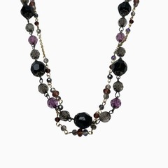 Rhinestone Necklaces Lot 2 Translucent Purple Black Faceted Sparkly Beaded Long