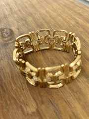 Crown Trifari Goldtone Textured Link Bracelet Mid Century Modern Style 7.5”
