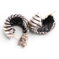 VINTAGE DAVID YURMAN CABLE SHRIMP HOOP EARRINGS STERLING SILVER 14K GOLD SIGNED