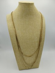 32″-34″Monet Gold Tone Triple Strand Layered Chain Statement Necklace
