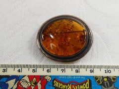 Large Vintage 925 Sterling Silver Baltic Amber Brooch 4cms Statement Brooch