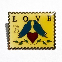 USPS Vintage 80s Love Series (Love Birds) 25c Stamp Collectible Enamel Pin