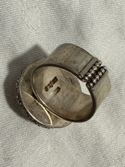 Retired Sajen Amber Agate turtle Carved 8.5 Size Silver 925 Ring