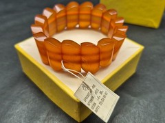 Vintage bracelet made of natural amber, honey color, Baltic (USSR), 28.4 grams.