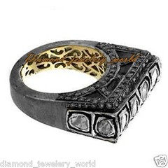 2.09ctw Genuine Old Mine Rose Antique Cut Diamond Victorian Silver Ring Jewelry