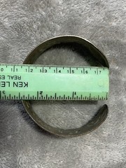 Silver Tone Metal Bracelet w Flowers, Daggers & Other Designs Signed !!