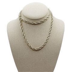 Multi Link Twist Rope Style Chain Very Light Gold Tone Vintage Necklace 30 Inch