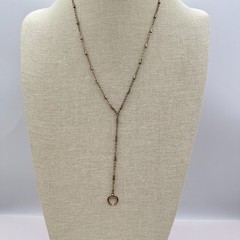Vintage 90s Rose Gold tone Necklace Layering Chain Moon Pendant Lariat Jewelry