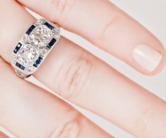 Art Deco Style Lab Created Diamond Engagement Wedding 14K White Gold Finish Ring