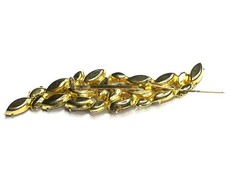 Large VTG Juliana? Leaf Flame Swoosh Brown Yellow Navette Rhinestone Pin Brooch