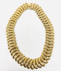 Wide Articulated Gold Tone Elliptical Links Necklace 18 Inches Vintage Jewelry
