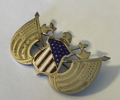 VINTAGE UNIQUE UNITED STATES CREST KNIGHTS SILVER ENAMEL BROOCH PINBACK