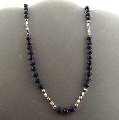 Vintage Onyx Bead Biwa Pearl Necklace Strand 6mm 29.5 Inch