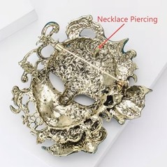 Brooch Vintage Enamel Mask Brooch – Zinc Alloy. W Loop to hang as Necklace