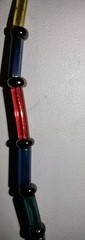 Vintage Tube Glass Bead Necklace Colorful 31″ 2.1mm Wide Beads Very Light Weight