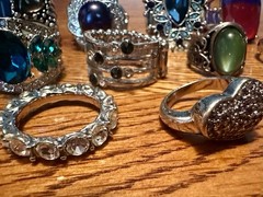 Vintage to Modern 17 Rings Adjustable & Various Sizes Rhinestones Faux Pearls