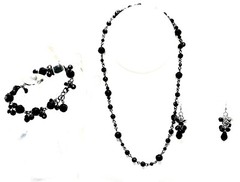 Victorian Gothic Black French Jet Glass Jewelry Set Vintage Curated